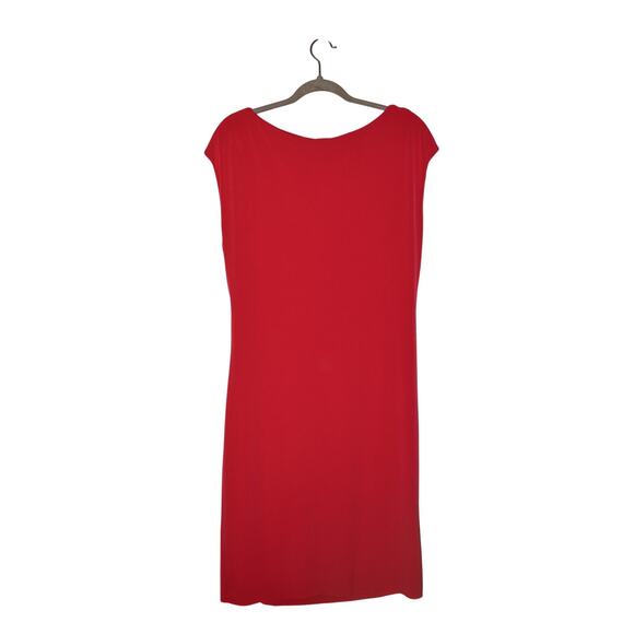 ELIE TAHARI $378 Red Drape Front Jersey Stretch Sheath Dress Large - Picture 2 of 4